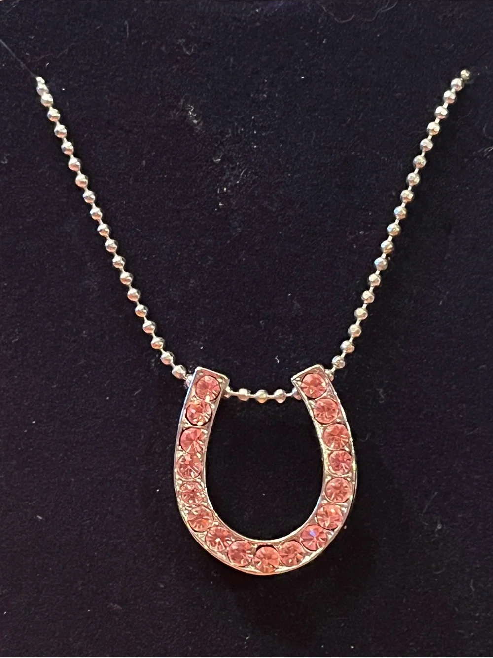 Pink Crystal Horseshoe Pendant Necklace - Women's Jewelry